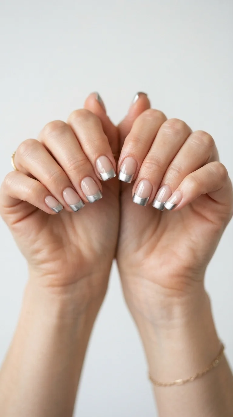 Brushed Chrome French Tips