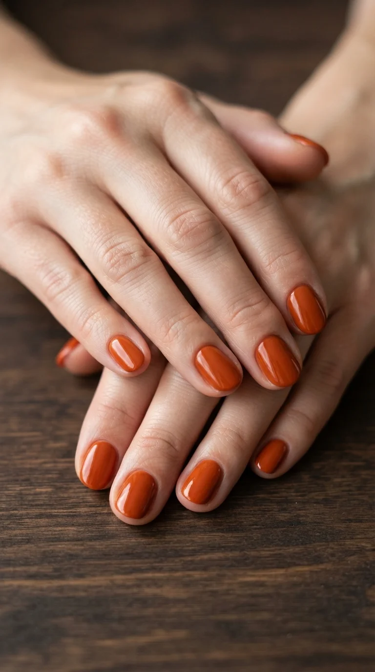 Burnt Orange Glossy Manicure