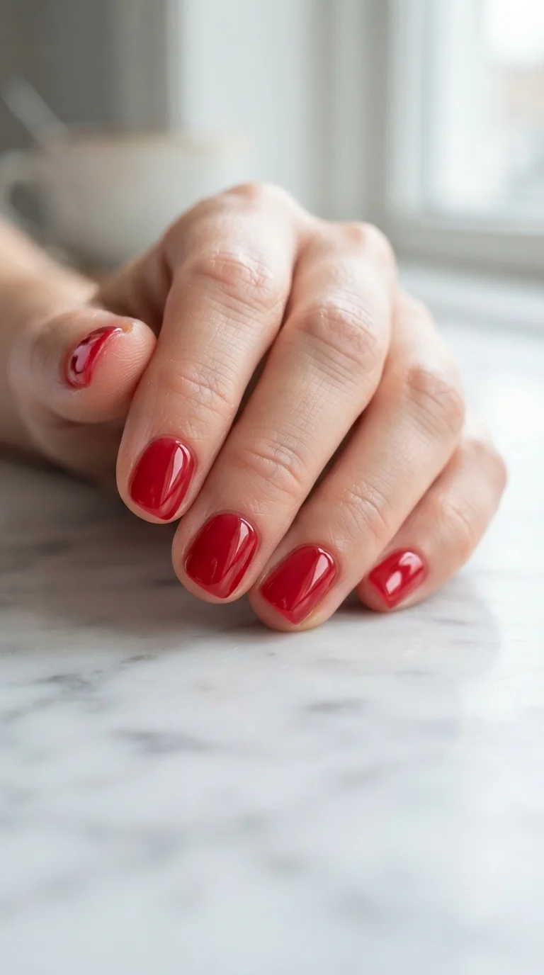 Cherry Jelly Short Round Nails