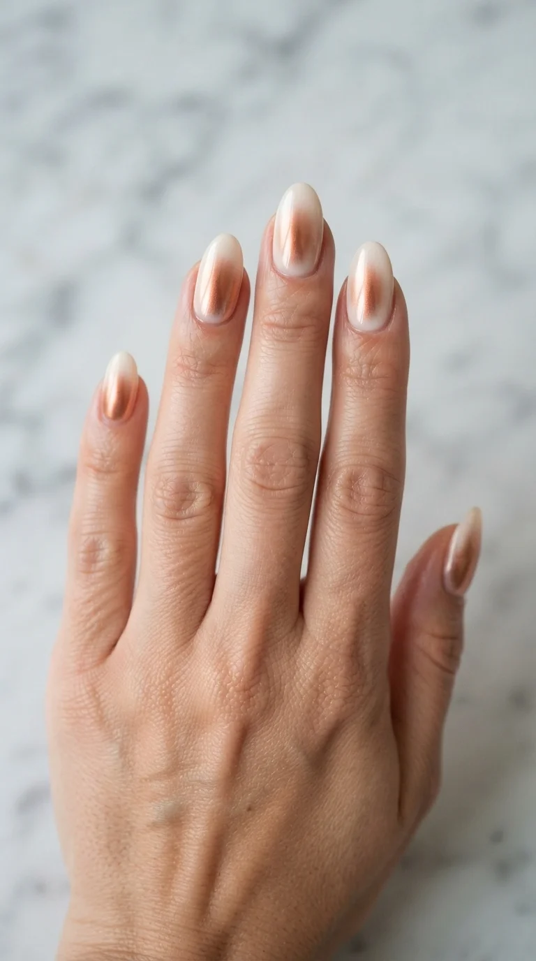Copper Chrome Aura Nails