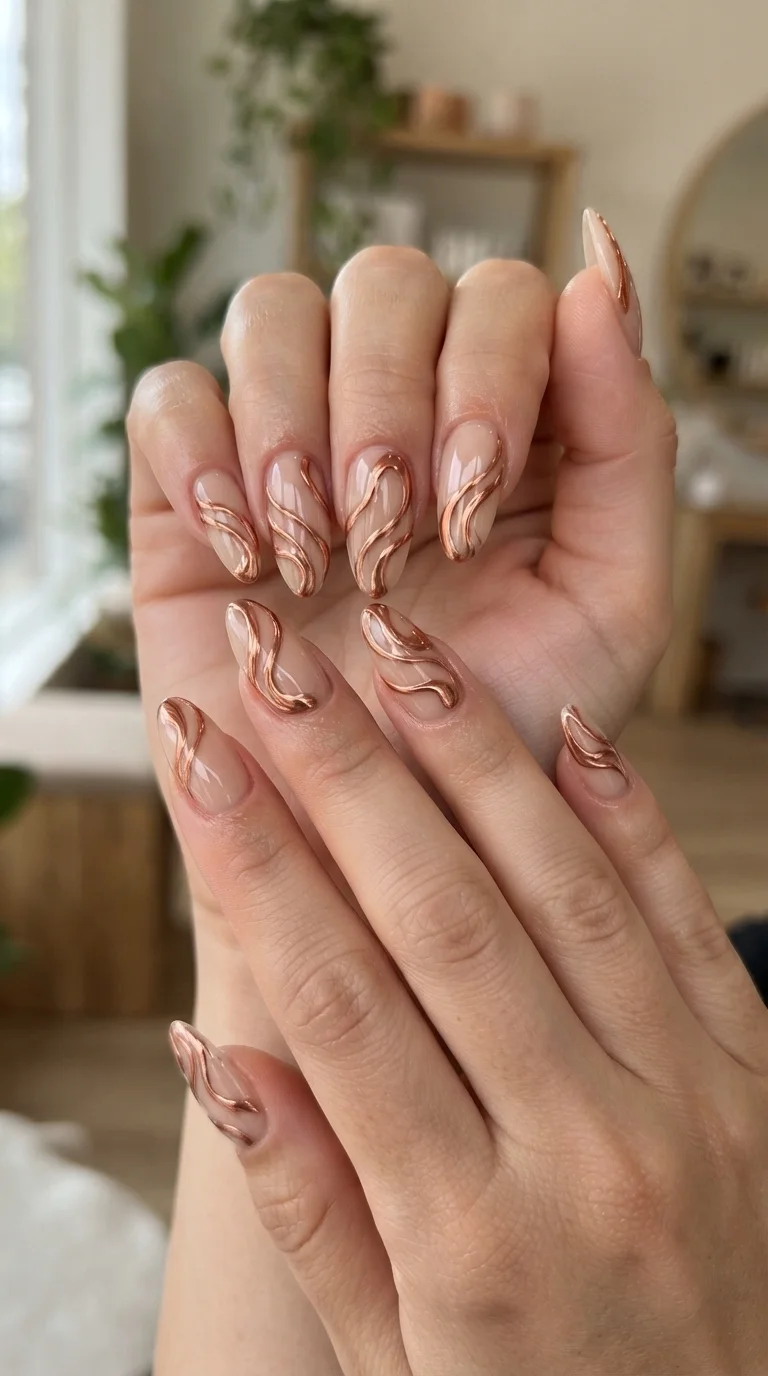 Copper Chrome Swirls on Nude