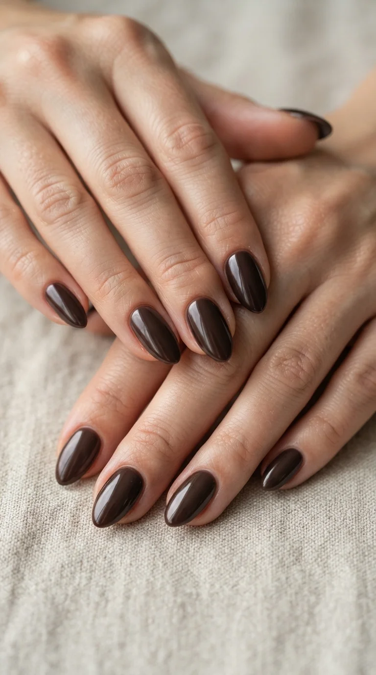 Deep Espresso Glazed Almond Nails