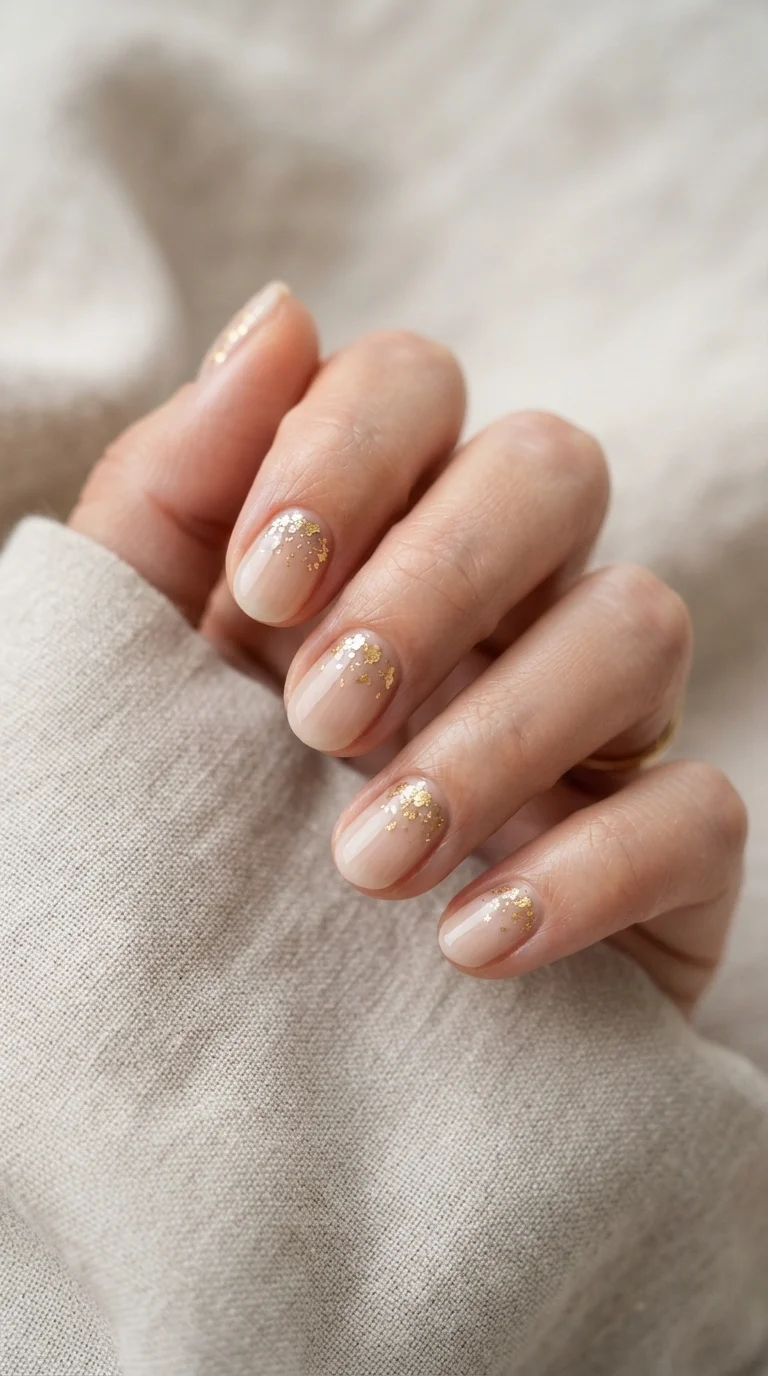 Gold Flake Nude Manicure