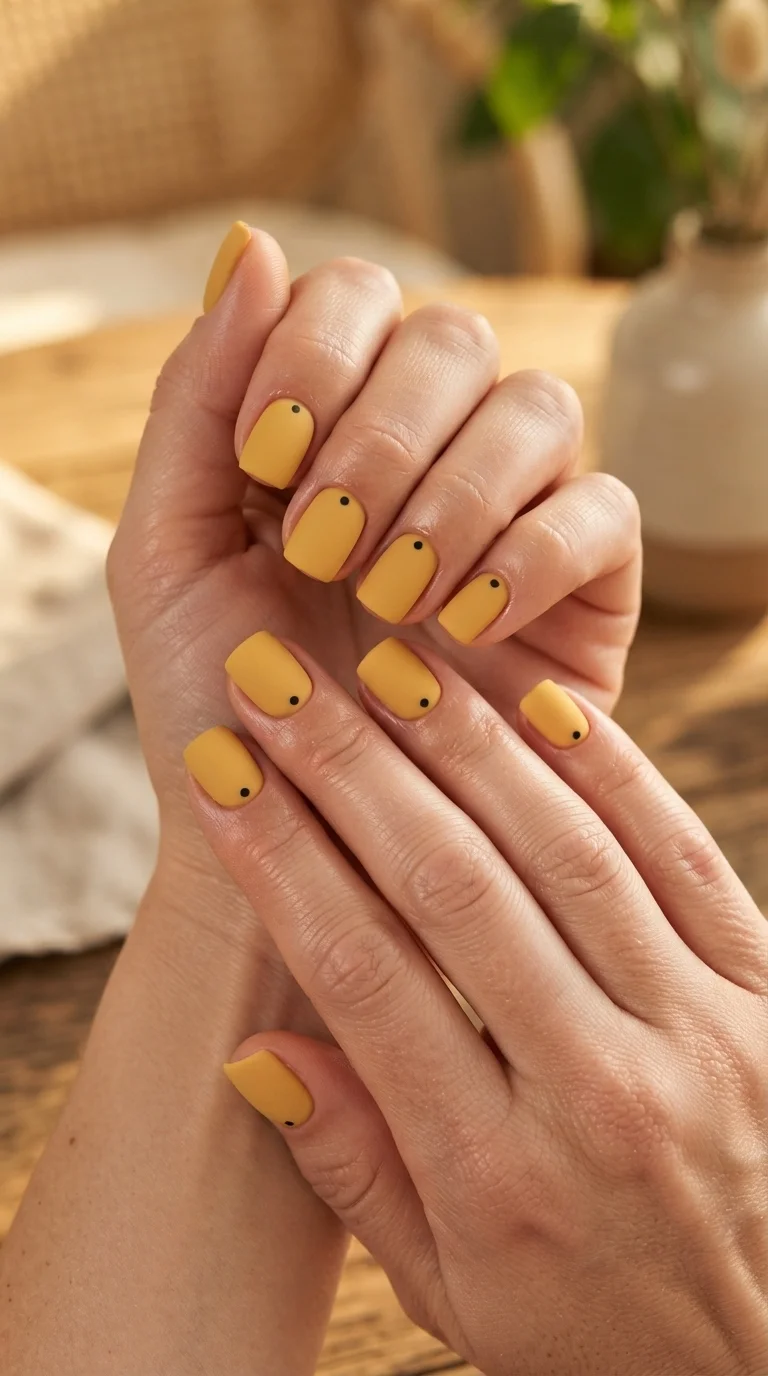 Matte Mustard Yellow Minimalist Dots