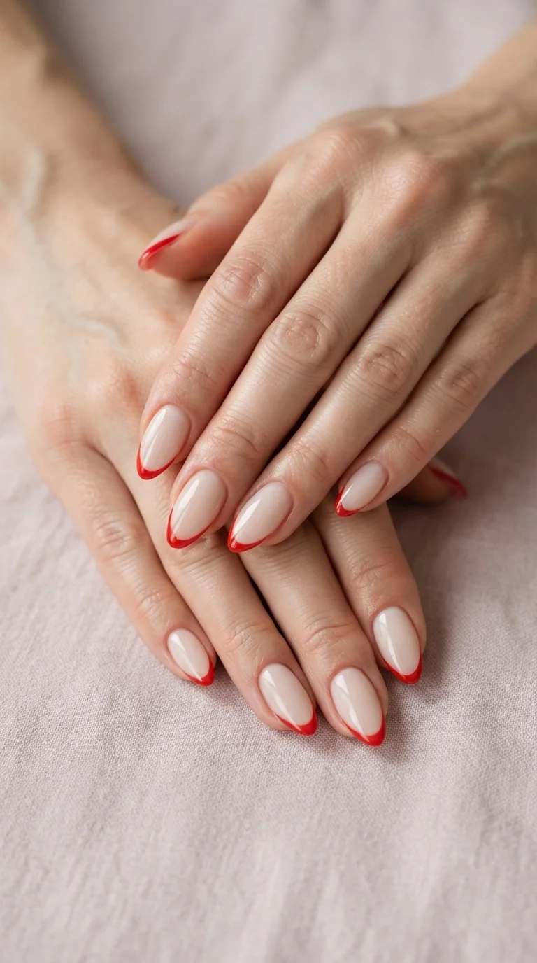 Micro French Tips on Almond Nails