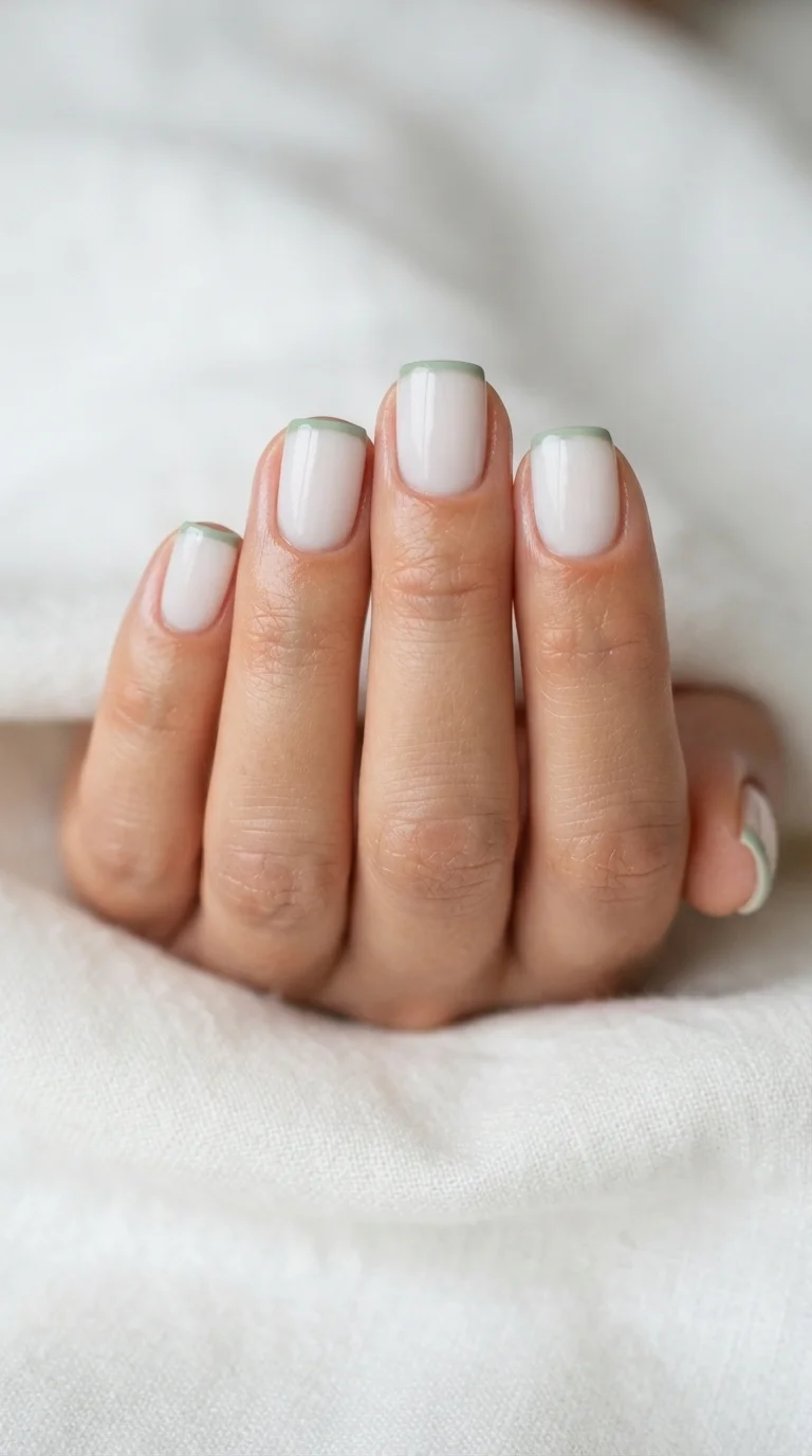 Muted Sage Micro French Tips