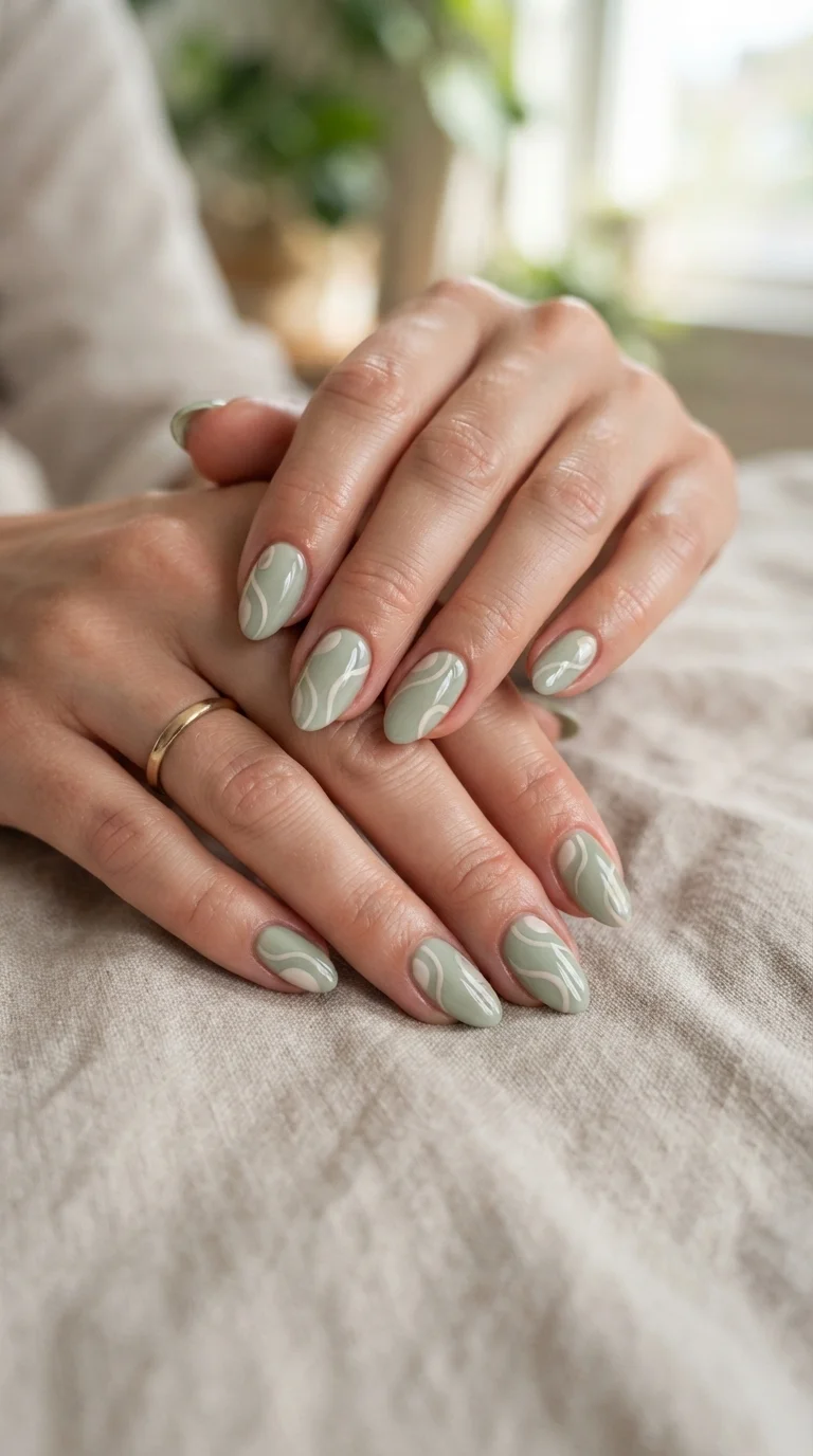 Muted Sage and Cream Swirls