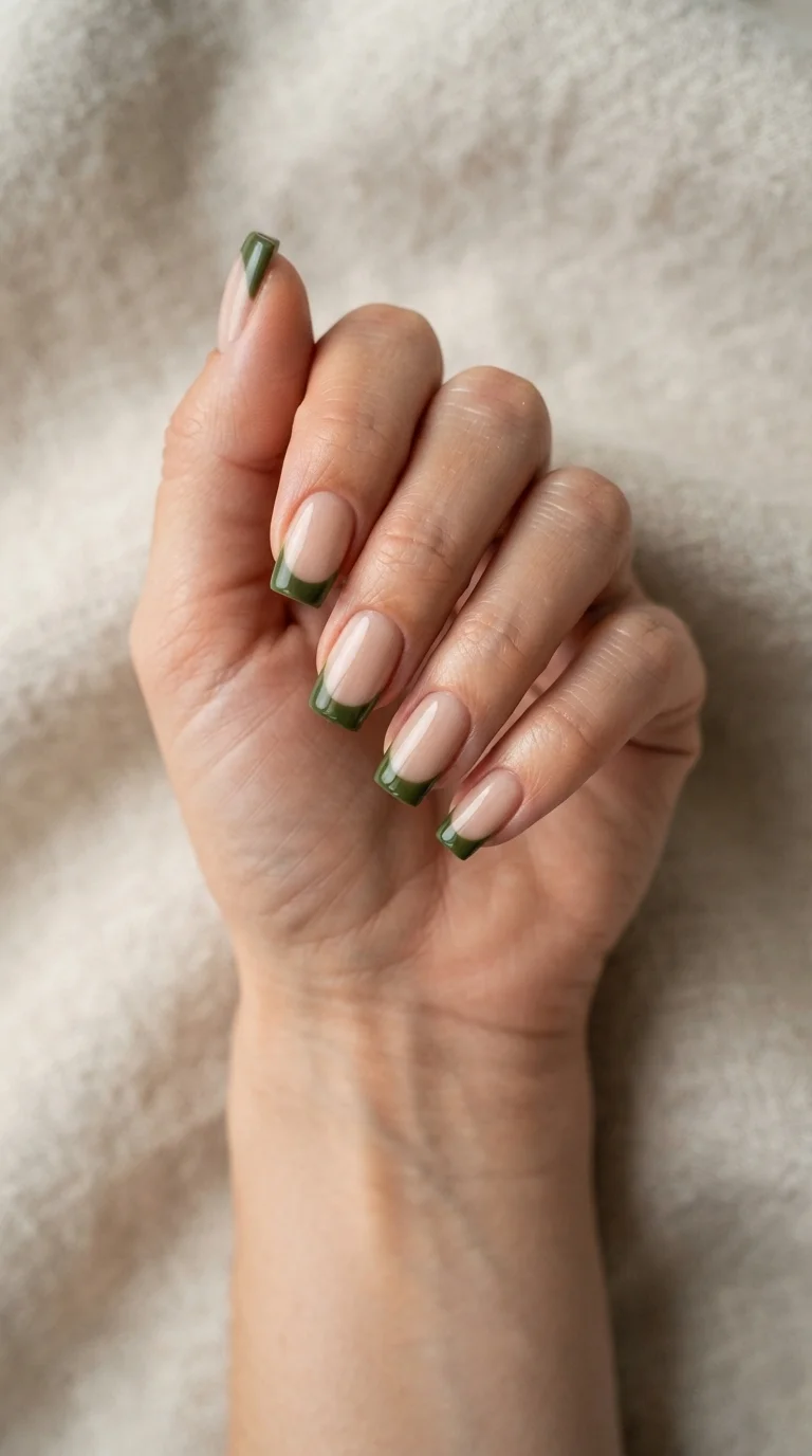 Olive Green French Tips