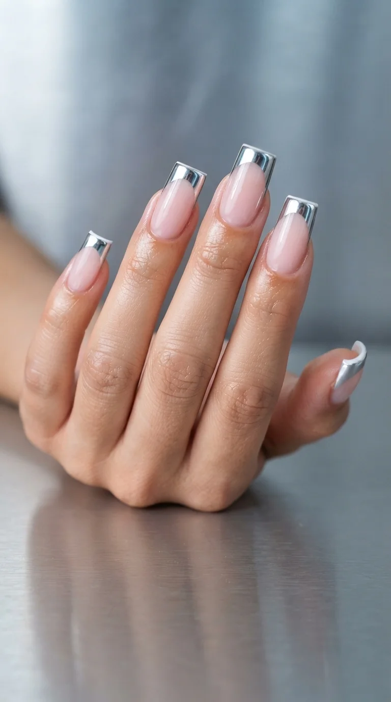 Silver Chrome French Tips
