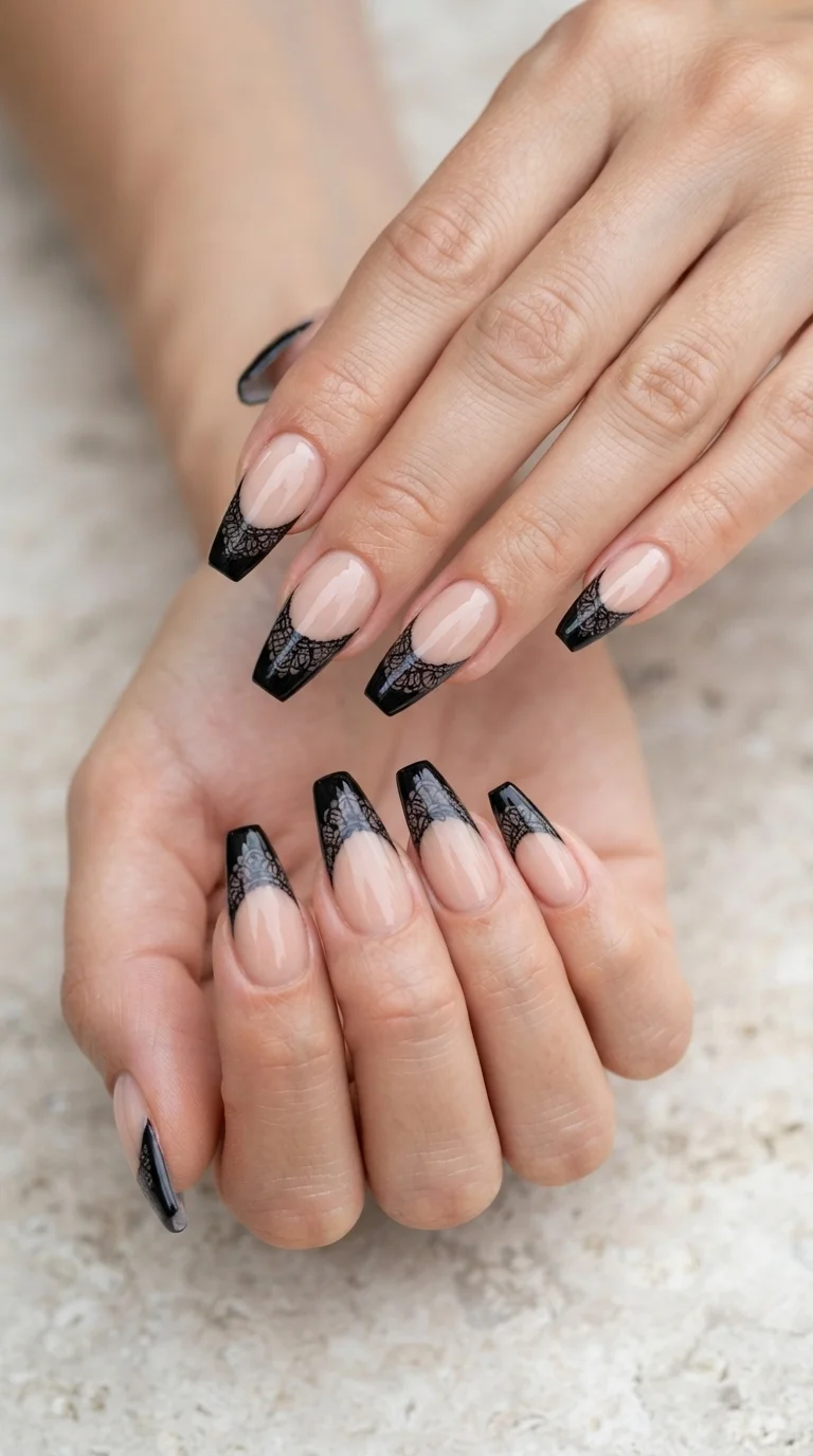Black Lace French Tips