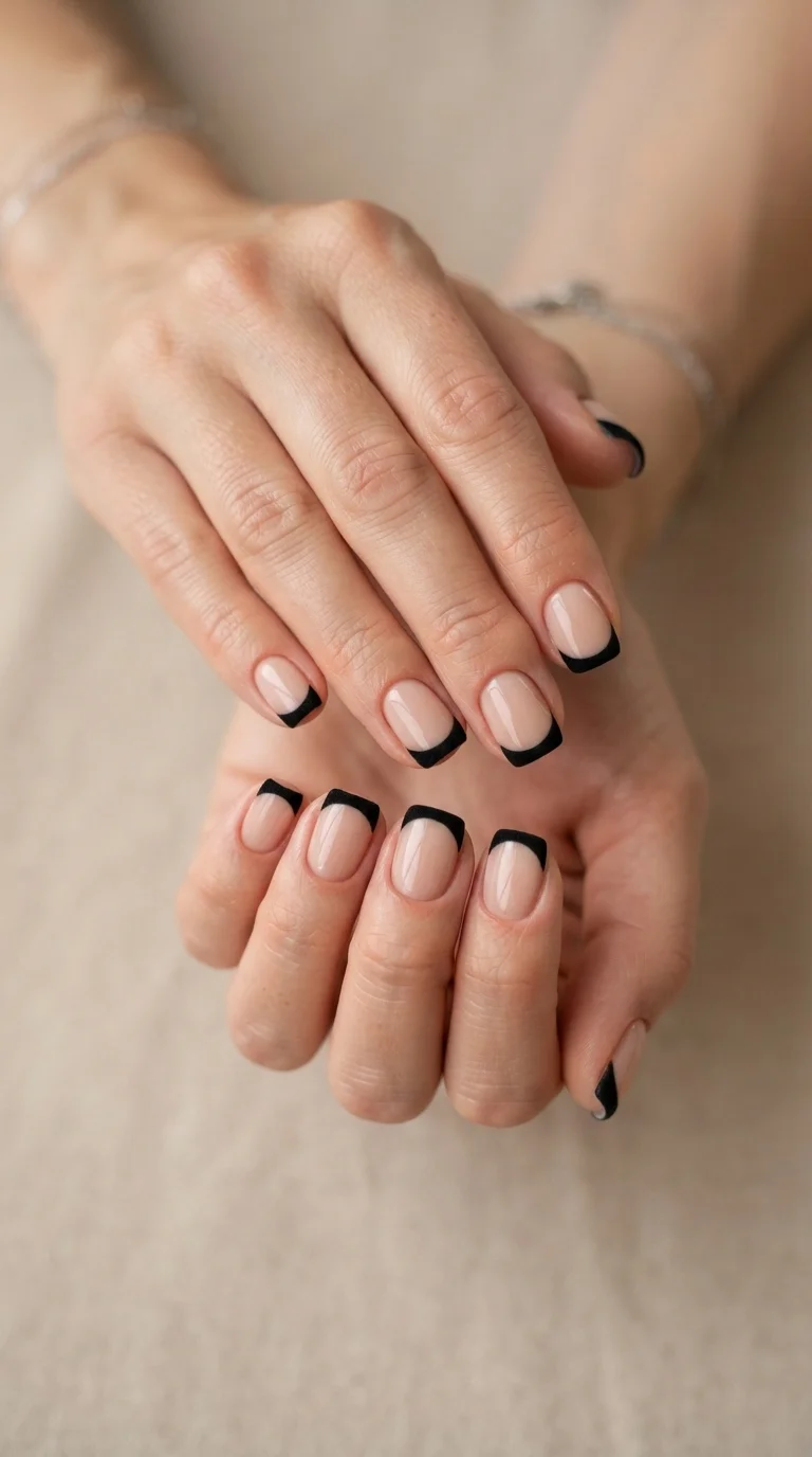 Black Velvet French Manicure