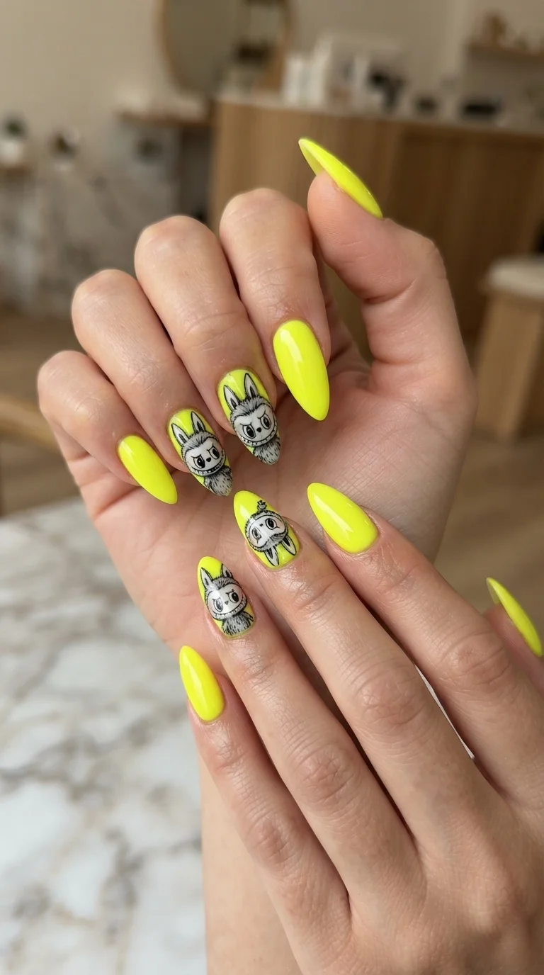 Bright Neon Pop With Character Portraits