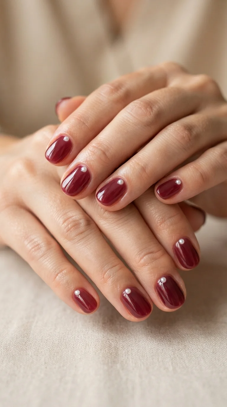 Burgundy Jelly With Pearl Accents