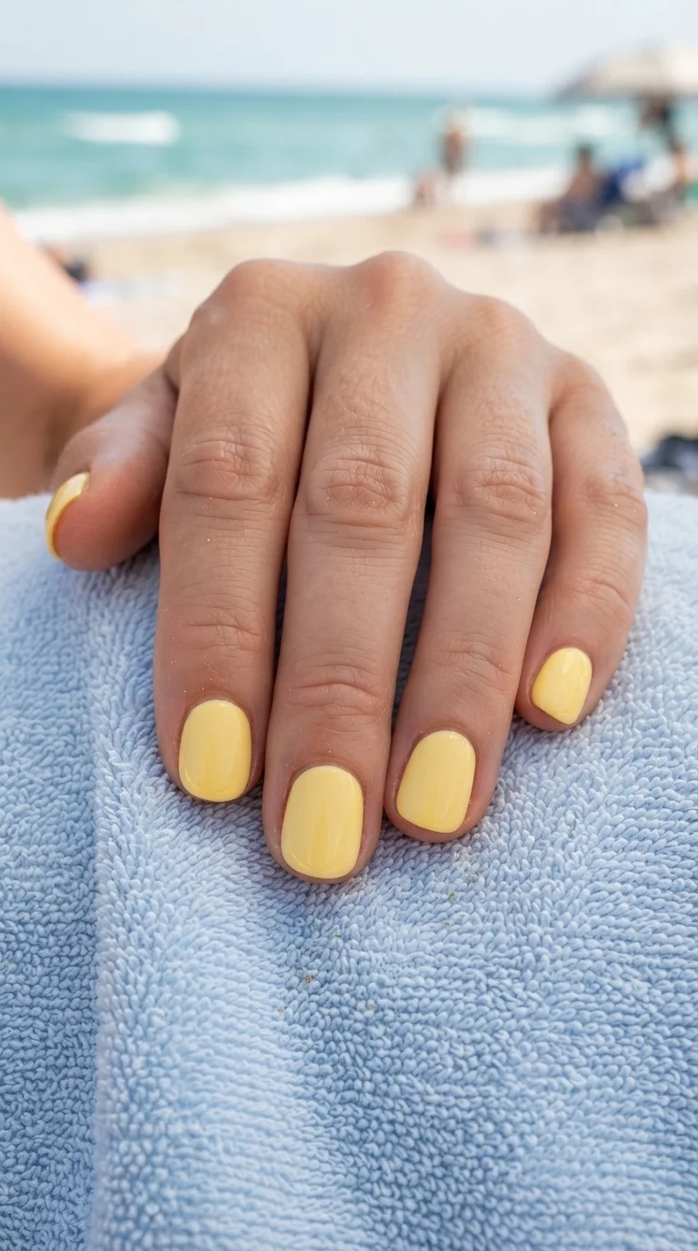 Butter Yellow Glossy Nails