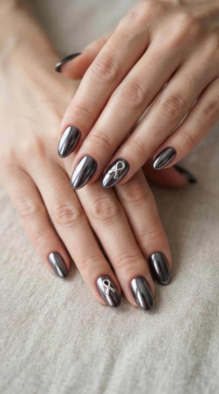 Charcoal Chrome Ribbon Accents