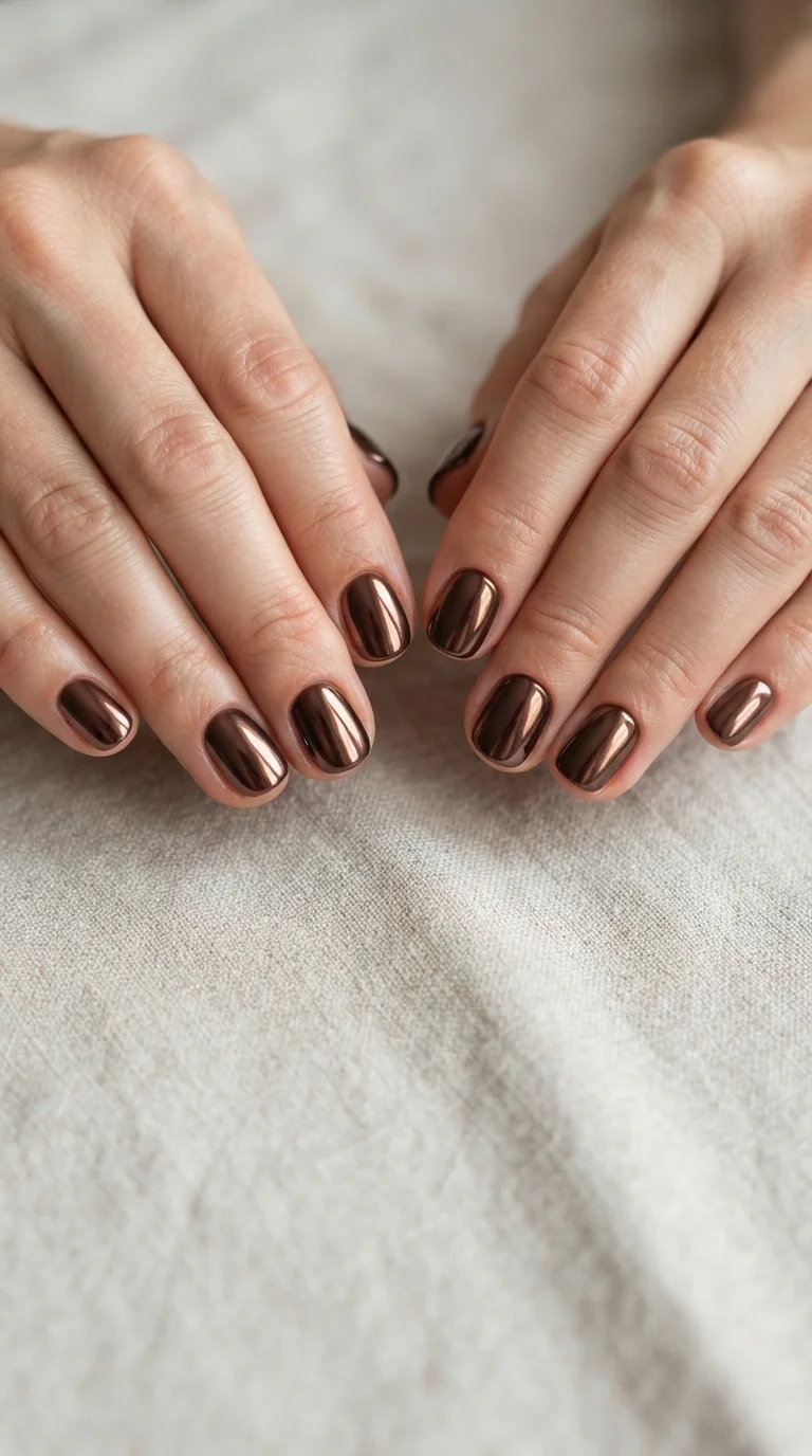 Chocolate Brown Mirror Nails