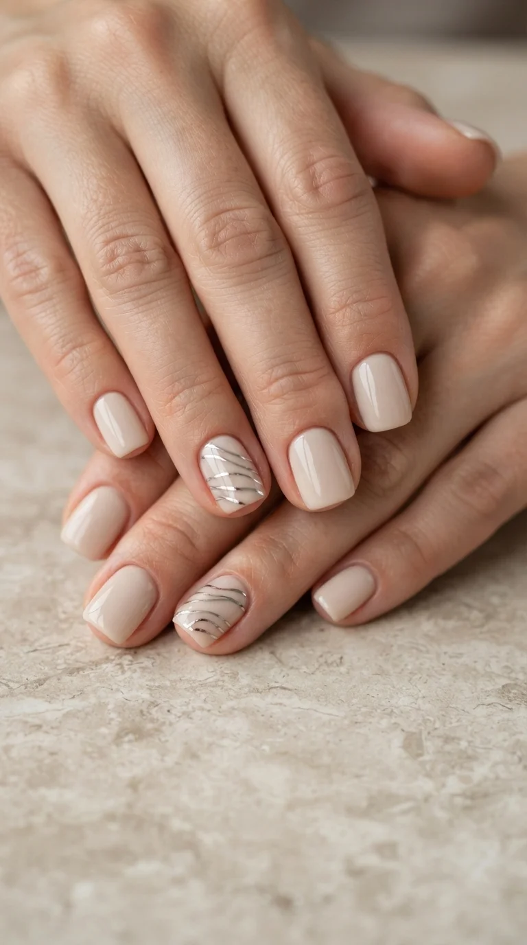 Chrome Accents On Square Nails