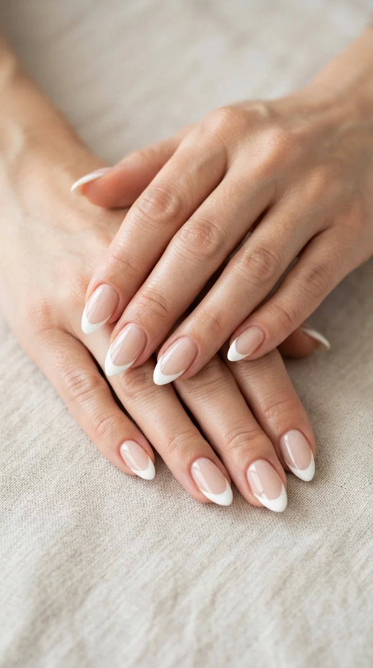Classic White Almond French Tips