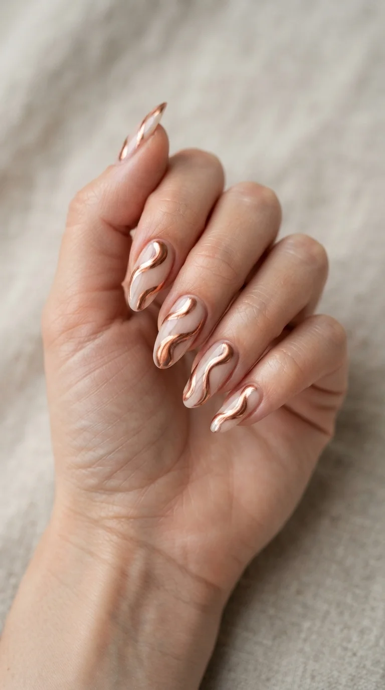 Copper Chrome Swirls On Nude