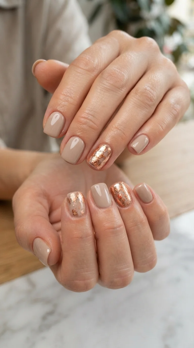 Copper Foil Accent Square Nails