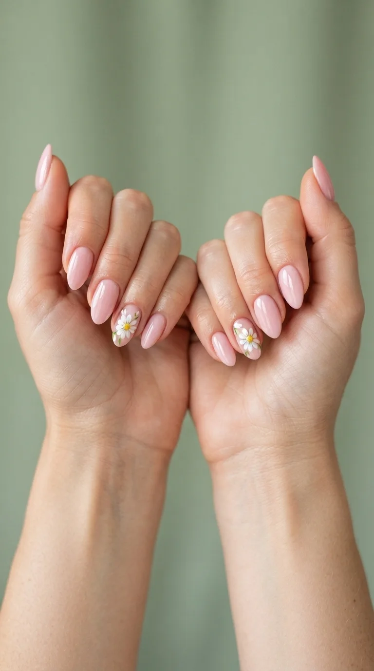 Daisy Petal Accent Nails