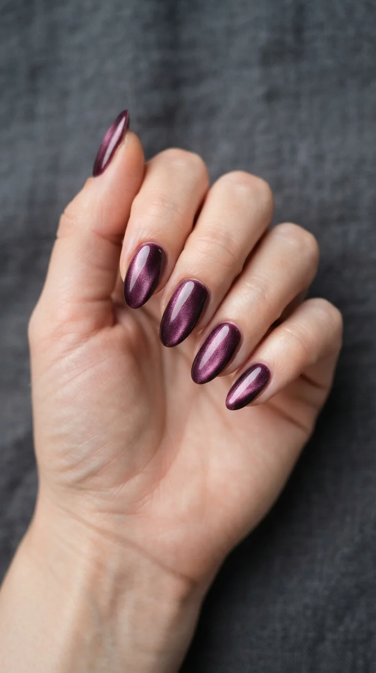 Deep Plum Velvet Almond Nails