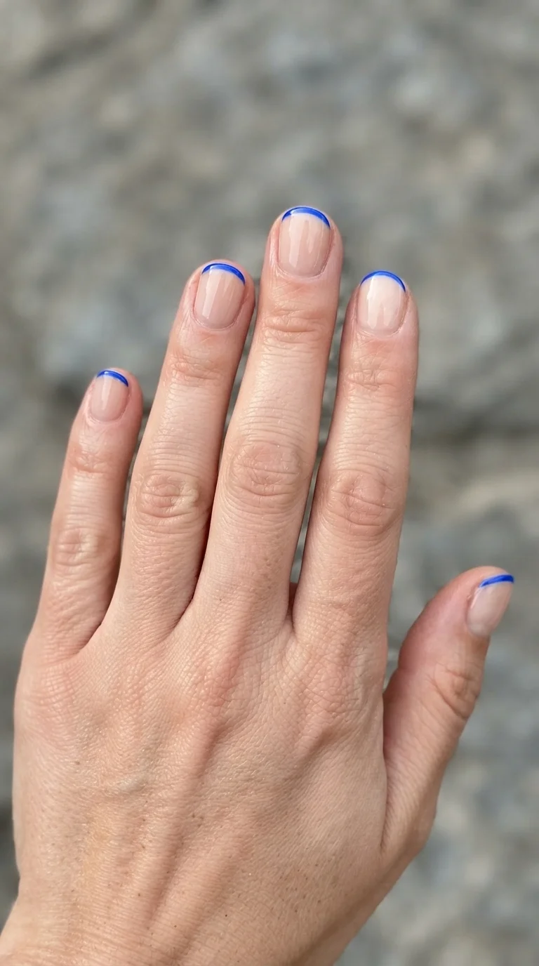 Electric Blue Micro French Tips