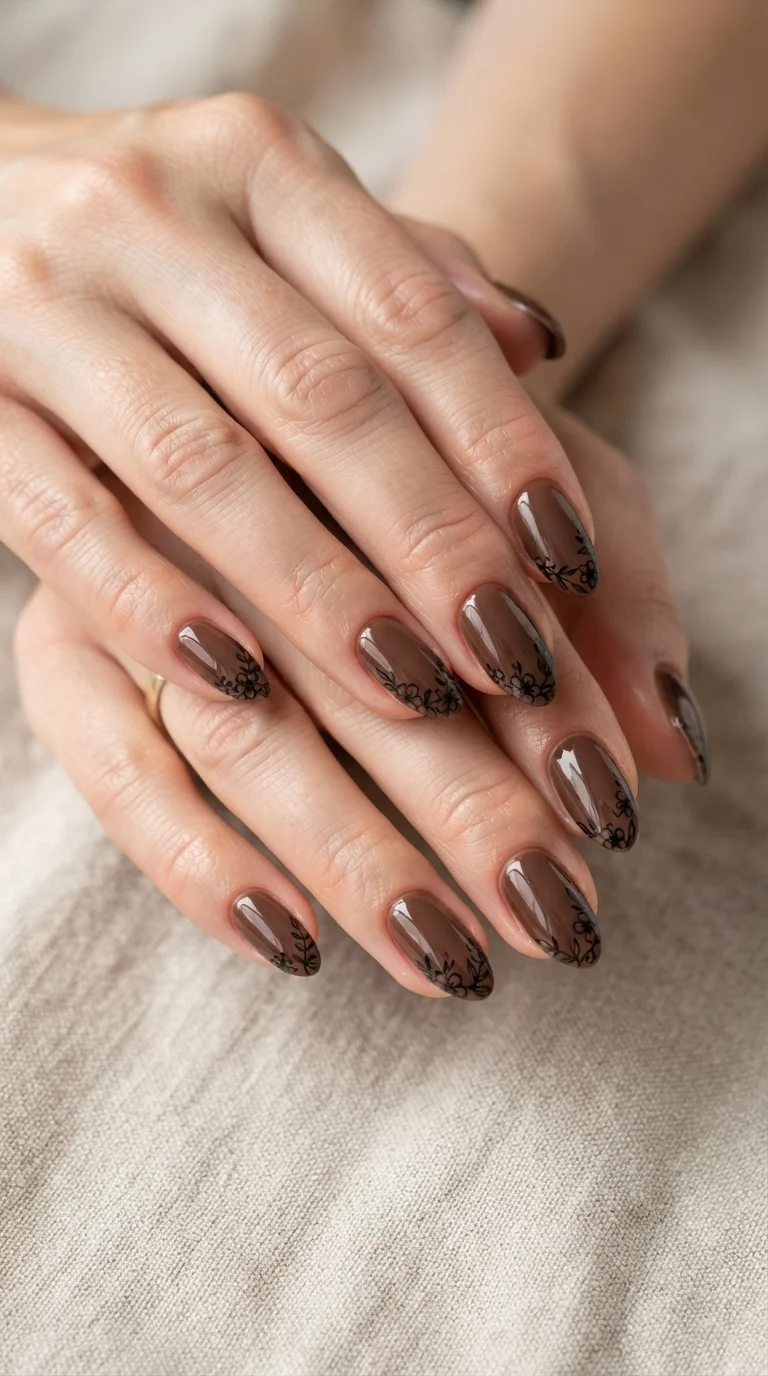 Espresso Brown Floral Tips