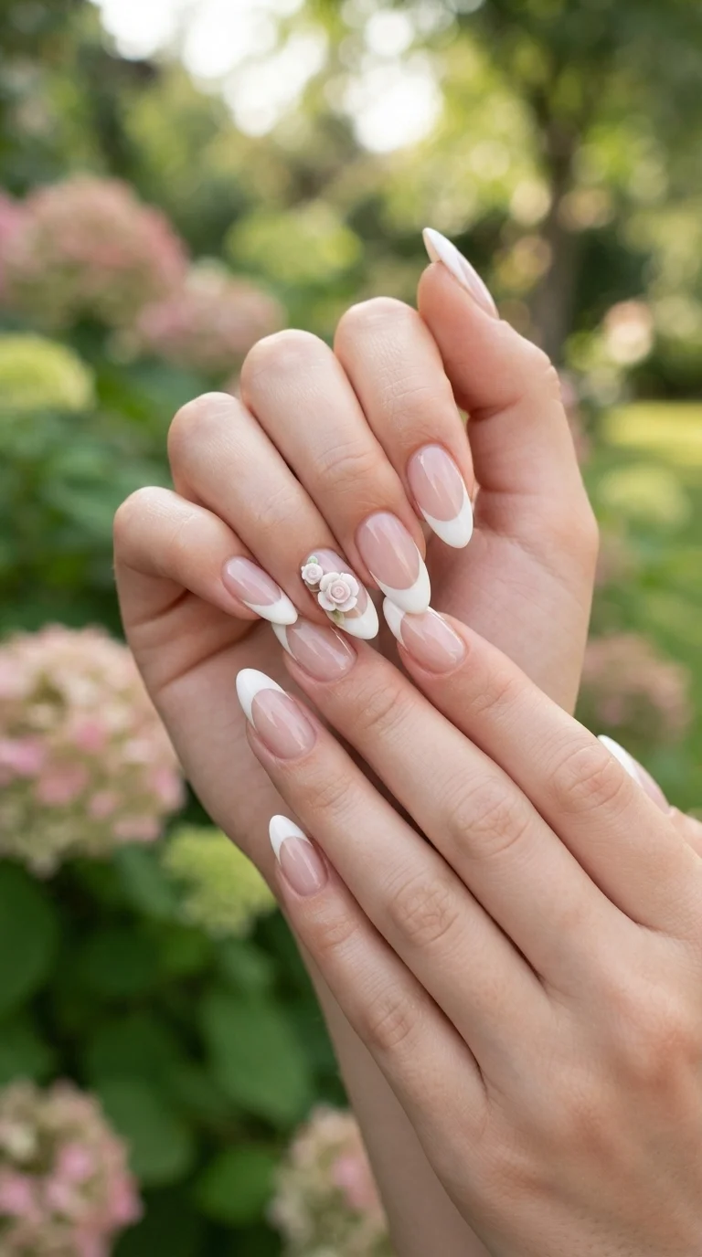French Tips With Tiny Buds