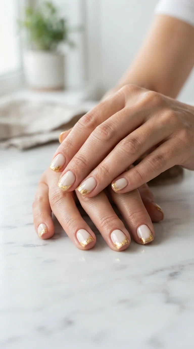 Gold Leaf Accent Square Nails