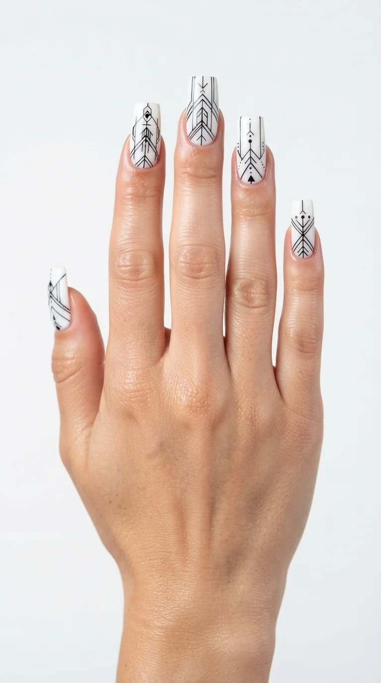 Graphic White and Black Stencil