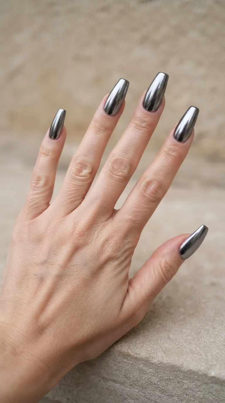 Gunmetal Grey Coffin Nails