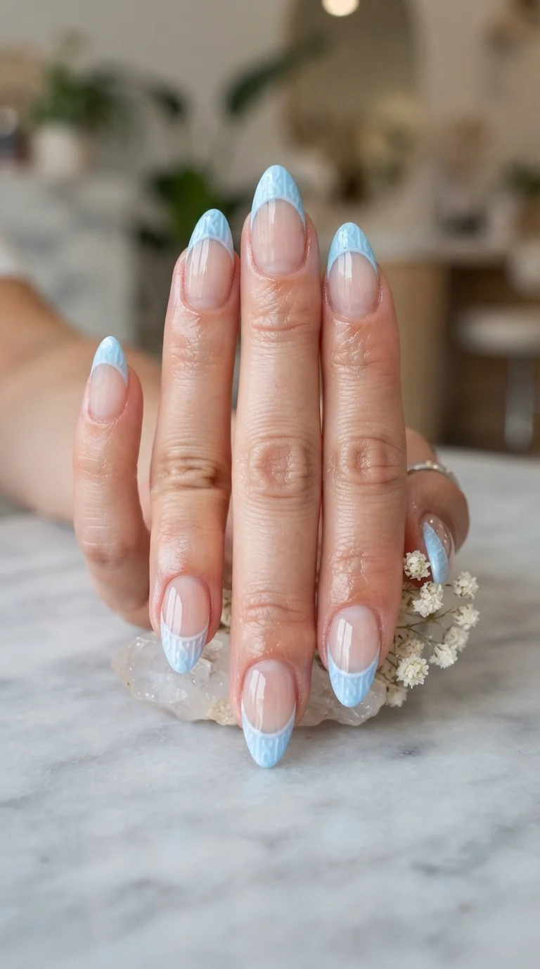 Icy Blue Micro French Tips