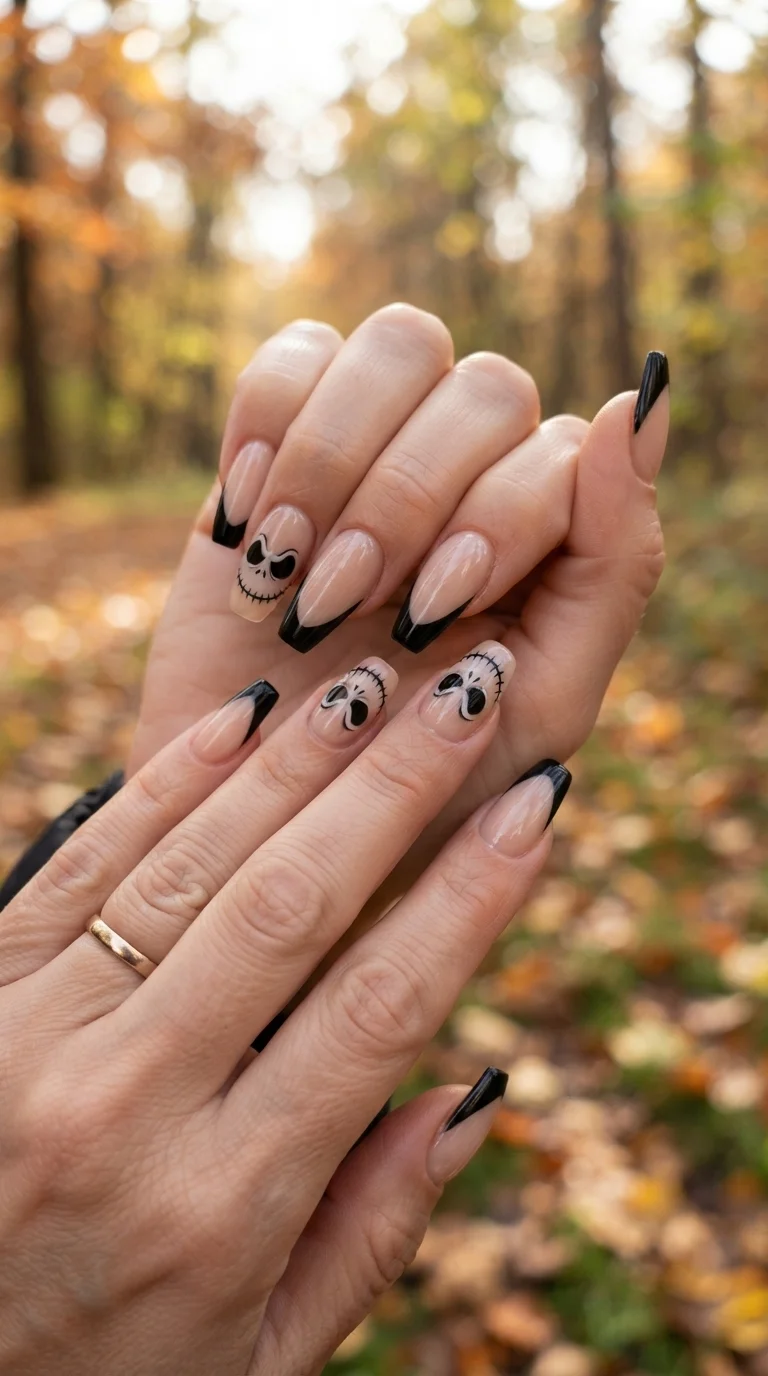 Jack Skellington French Manicure