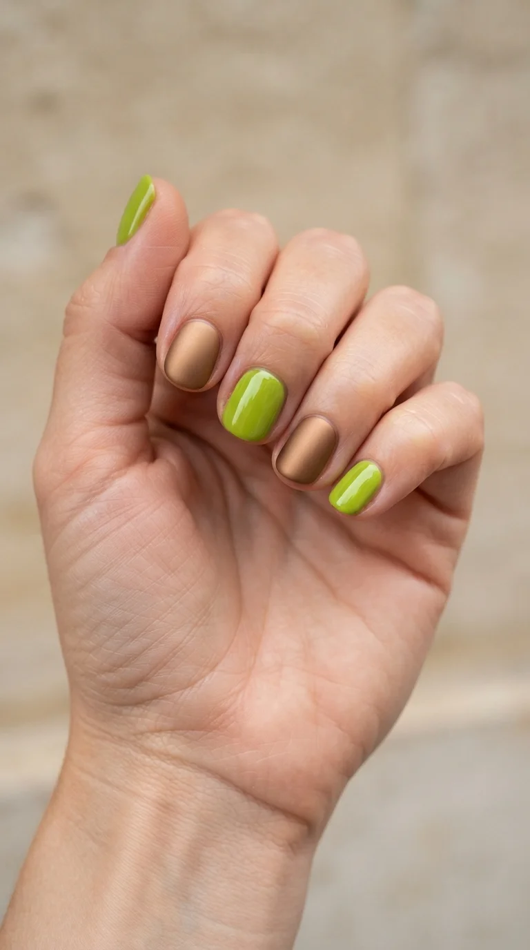 Matte Bronze And Glossy Lime