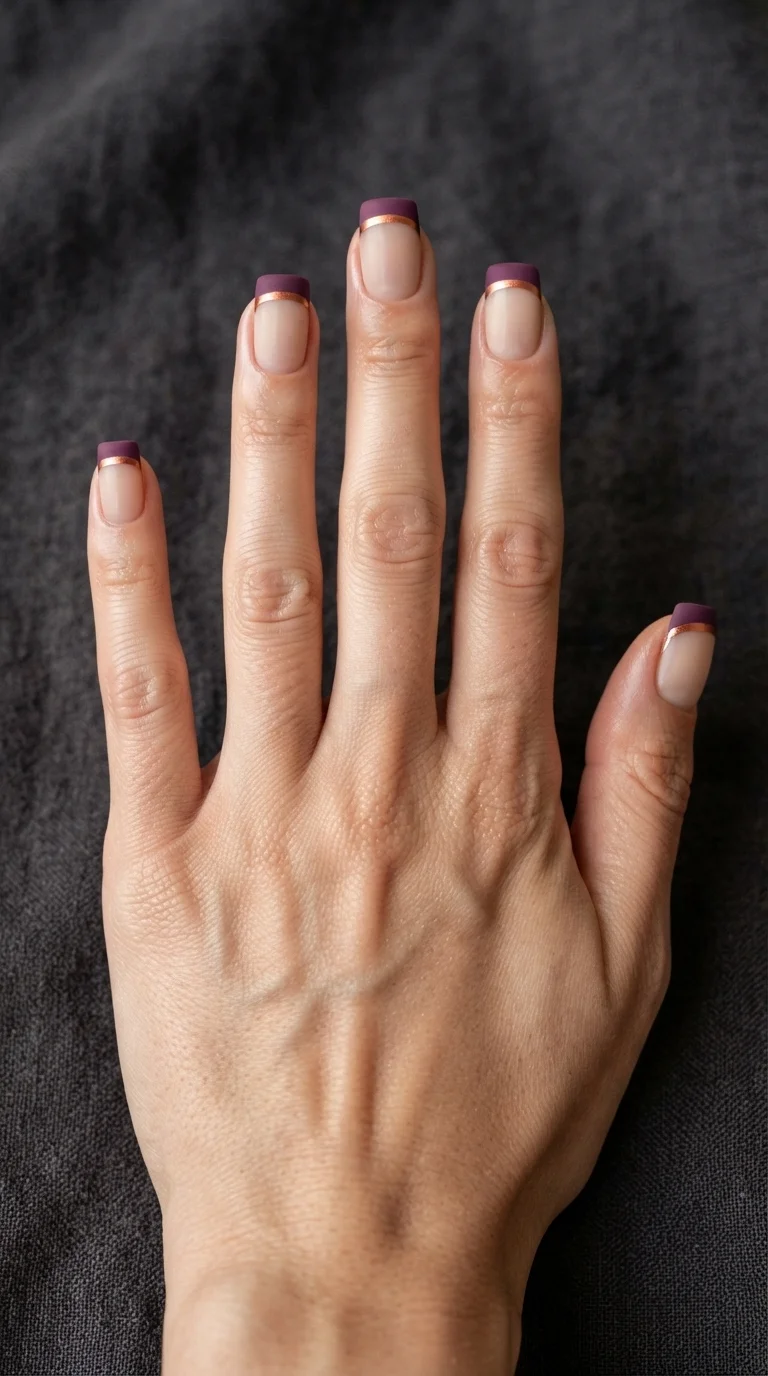Matte Plum Double French Tips