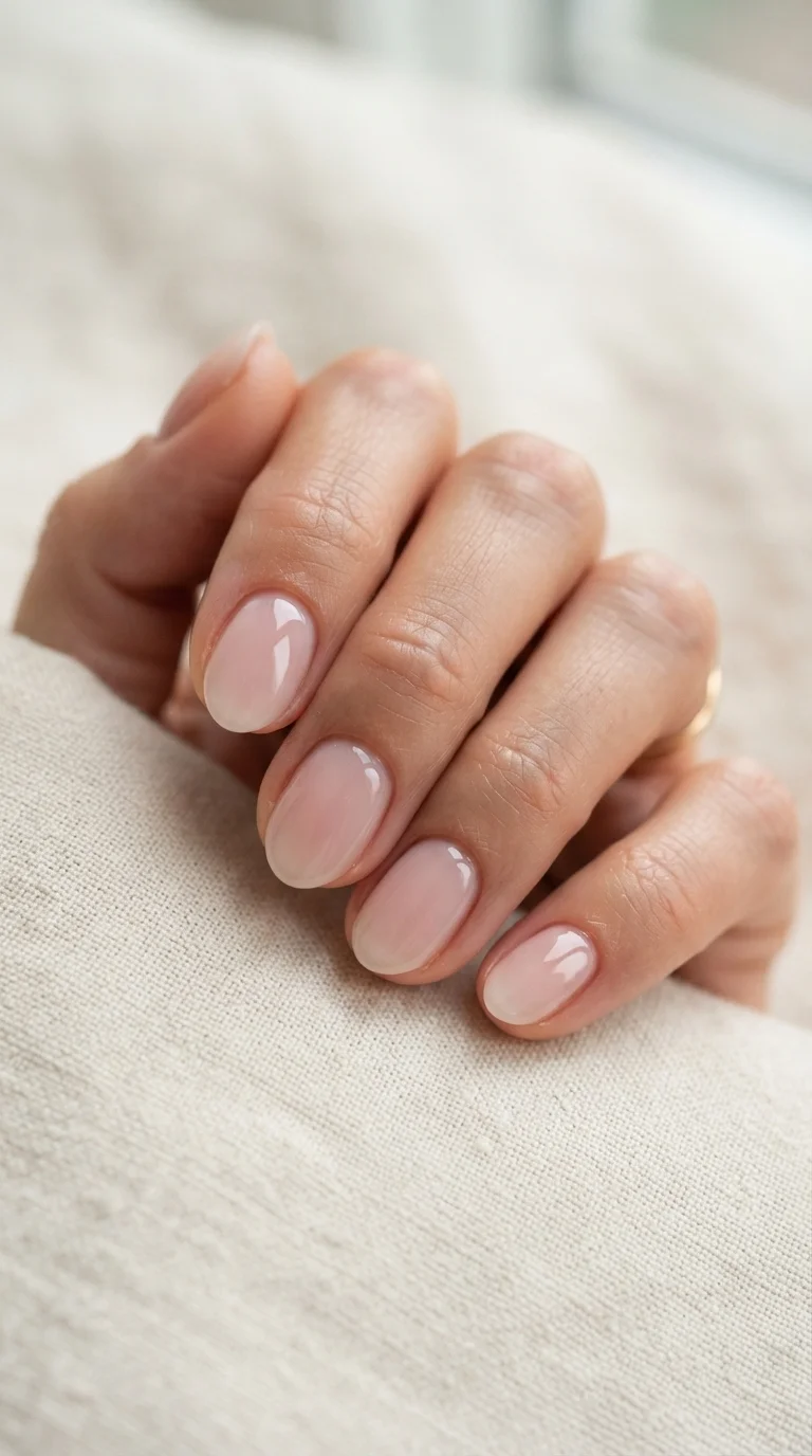 Milky Blush Jelly Almond Nails