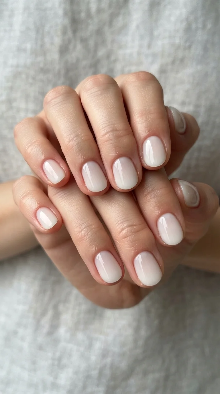 Milky White Jelly Gradient Nails