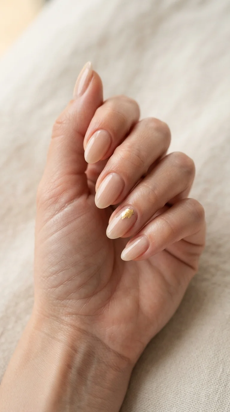 Minimalist Gold Leaf Accent Nails