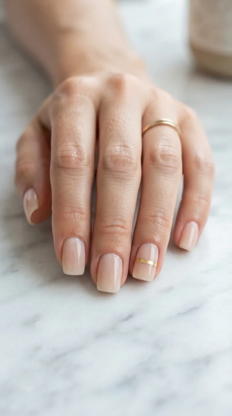 Minimalist Gold Leaf Accent Nails