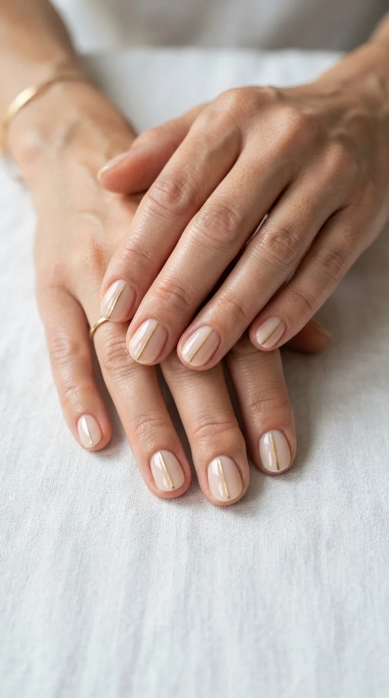 Minimalist Gold Line Art Nails