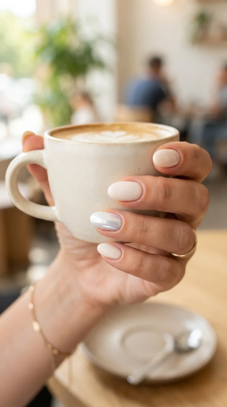 Minimalist White Chrome Accent Nail