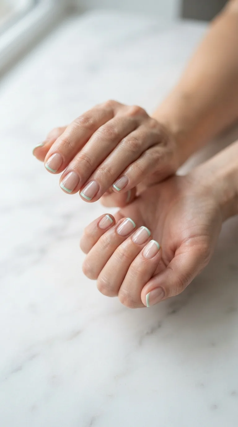 Mint Green Micro French Tips