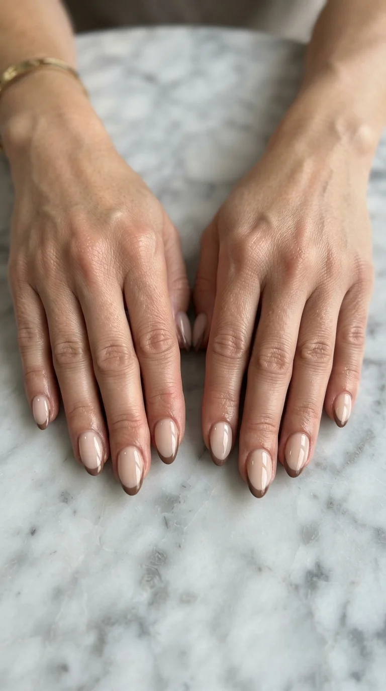 Mocha Mousse French Manicure