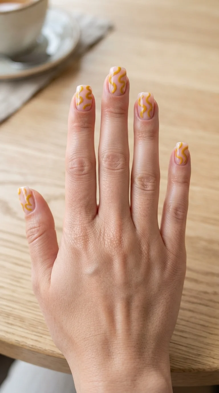Mustard Yellow Abstract Squiggles