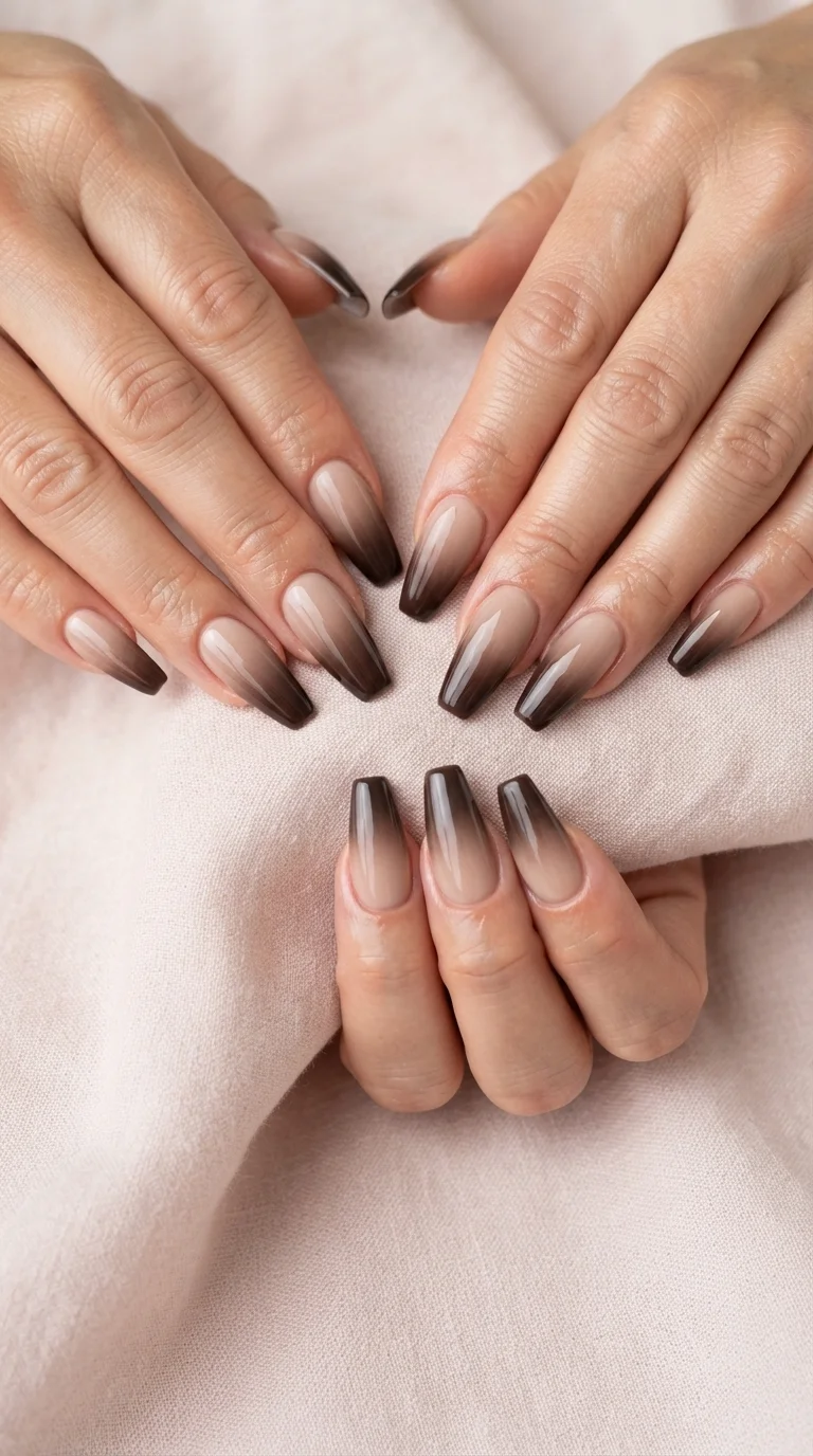 Ombre Mocha To Espresso Nails