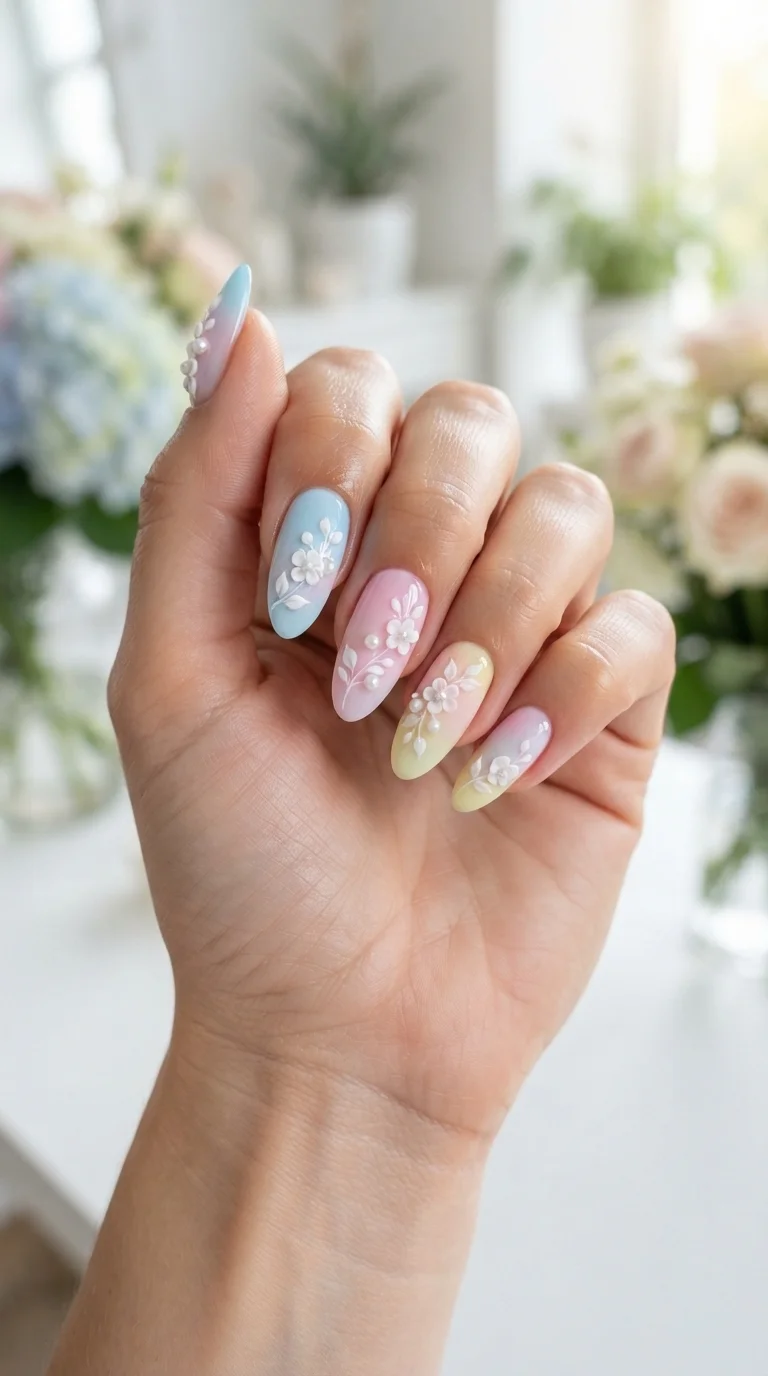 Pastel Gradient With Floral Sprigs