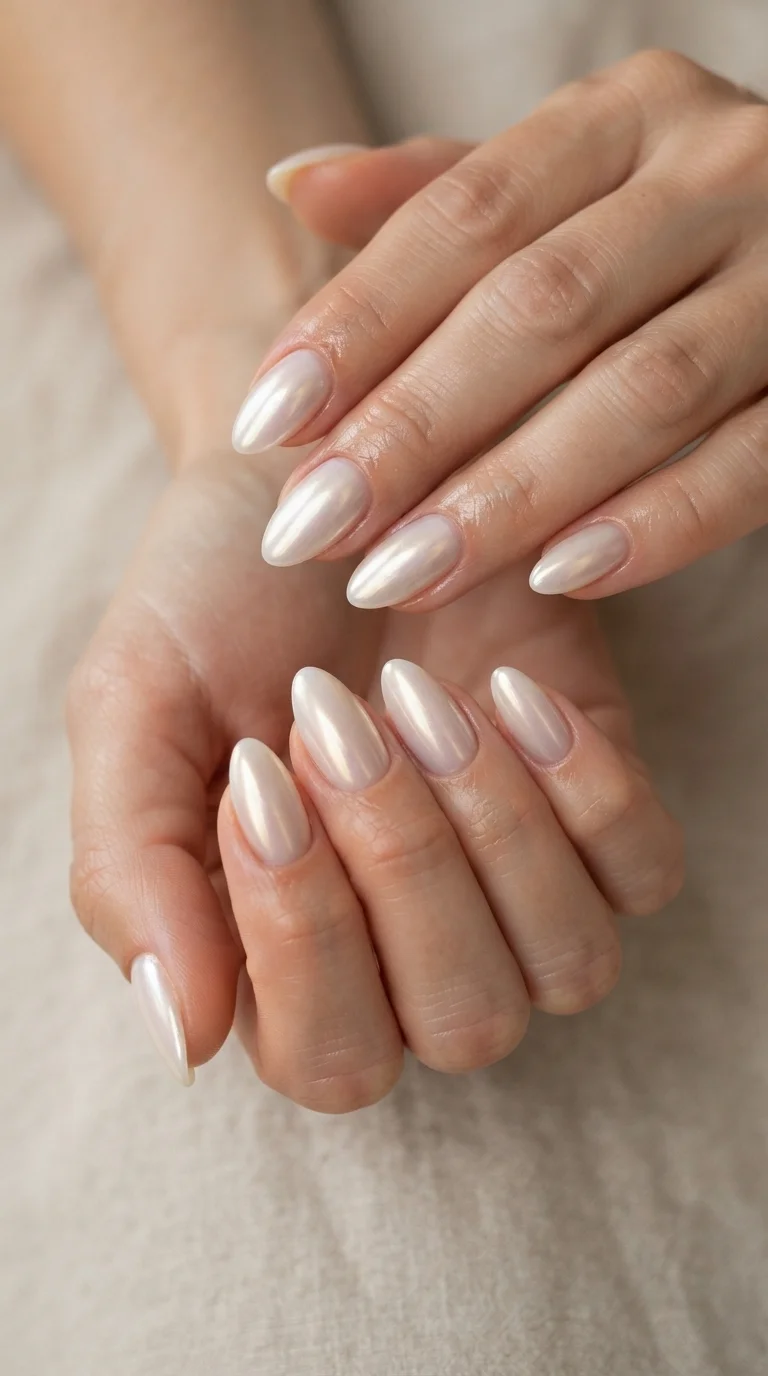 Pearl Glazed Donut Winter Nails