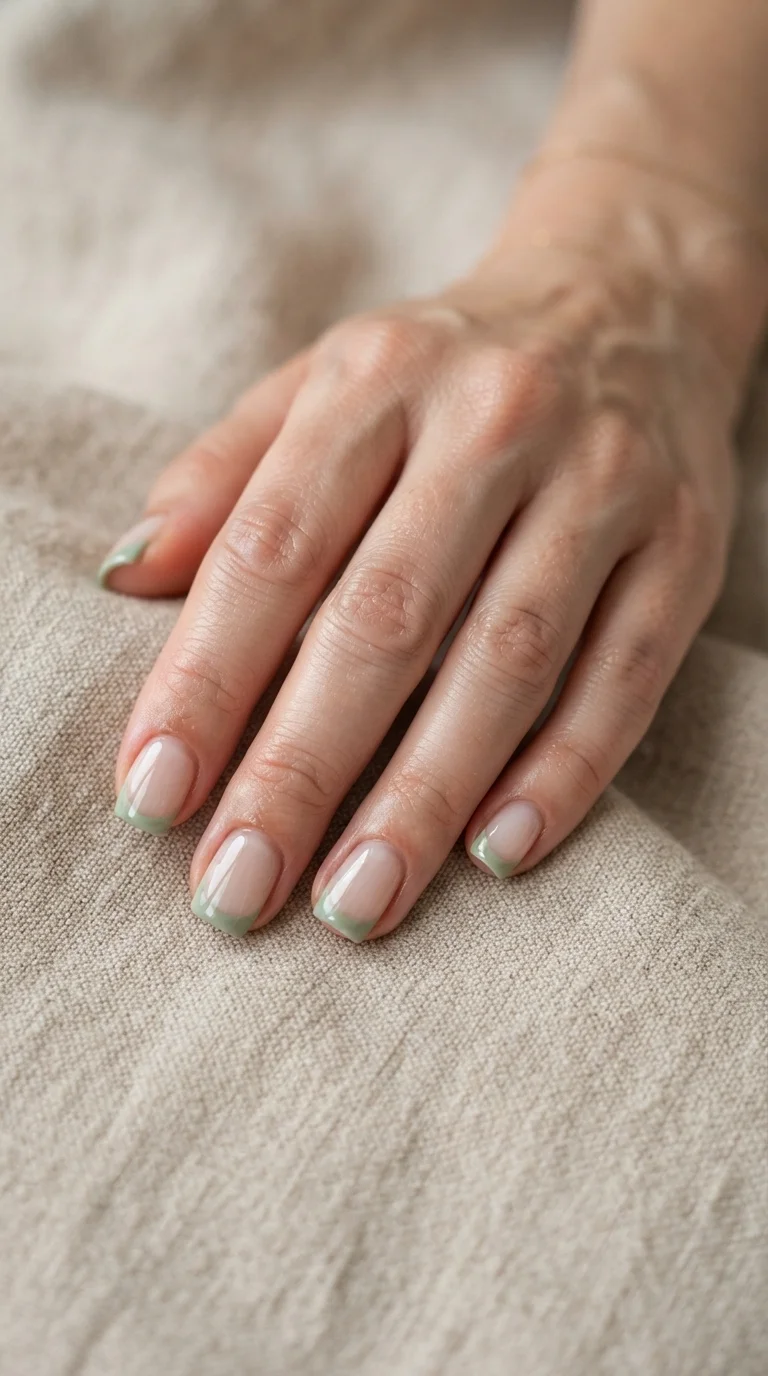 Sage Green Minimalist French Tips