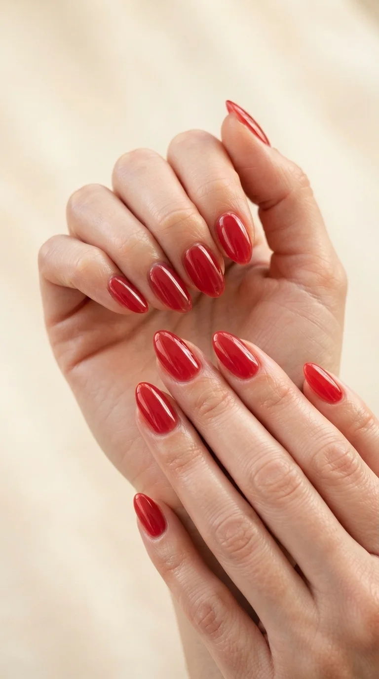 Sheer Cherry Jelly Almond Nails